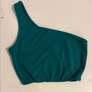 Forever 21 green one shoulder crop top